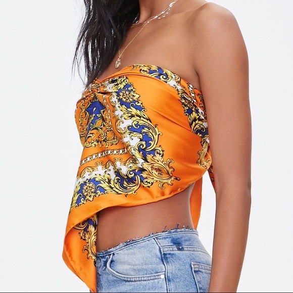 Handkerchief Baroque Print tube top - Picture 3 of 4